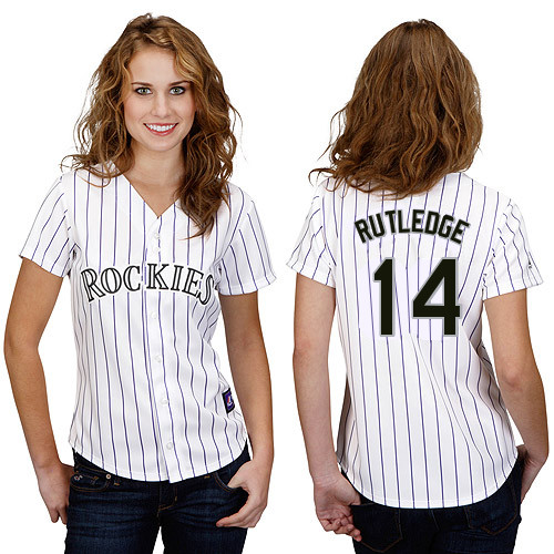Josh Rutledge #14 mlb Jersey-Colorado Rockies Women's Authentic Home White Cool Base Baseball Jersey